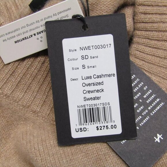 NEW NAADAM Womens Sweater Sand Light Brown Luxe Cashmere Oversized Size S - Picture 9 of 10